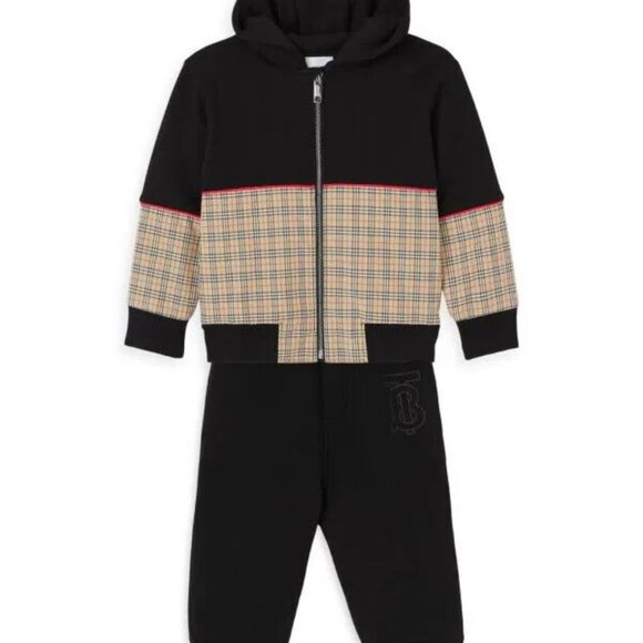 ❌SOLD❌ NWT Authentic BURBERRY Boy's Check Panel Zip Up Hoodie size 12 - Picture 3 of 8